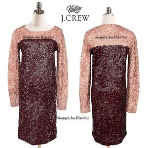 J.Crew RARE vintage swirl sequin color-block long sleeve sweater dress